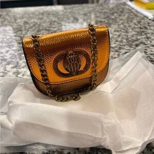 Metallic Orange Mini Crossbody Bag with Chain Strap